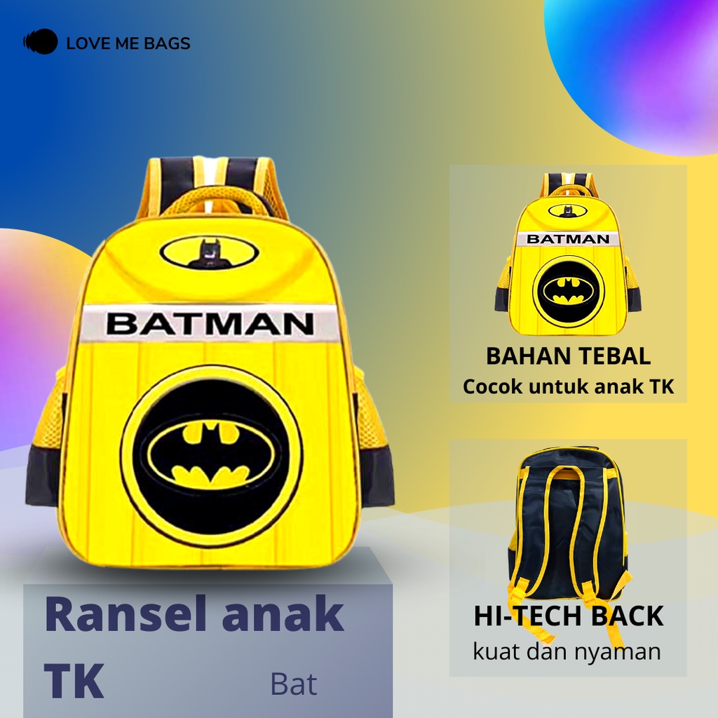 LMB Tas Sekolah Anak Laki Laki TK PAUD Premium Import Original Gambar Karakter Timbul 6D Superhero Terbaru 2022