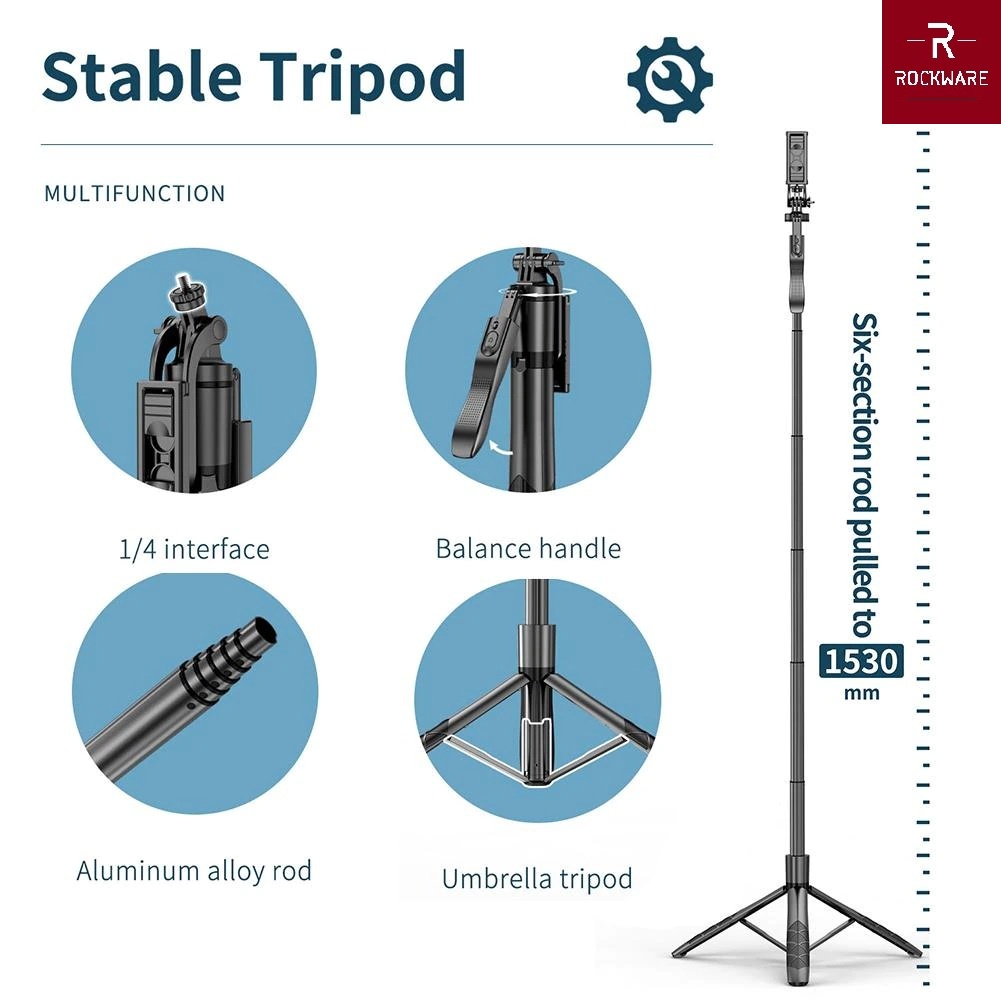 ROCKWARE L16 - Tripod Tongsis Selfie Stick Hand-held Stabilizer