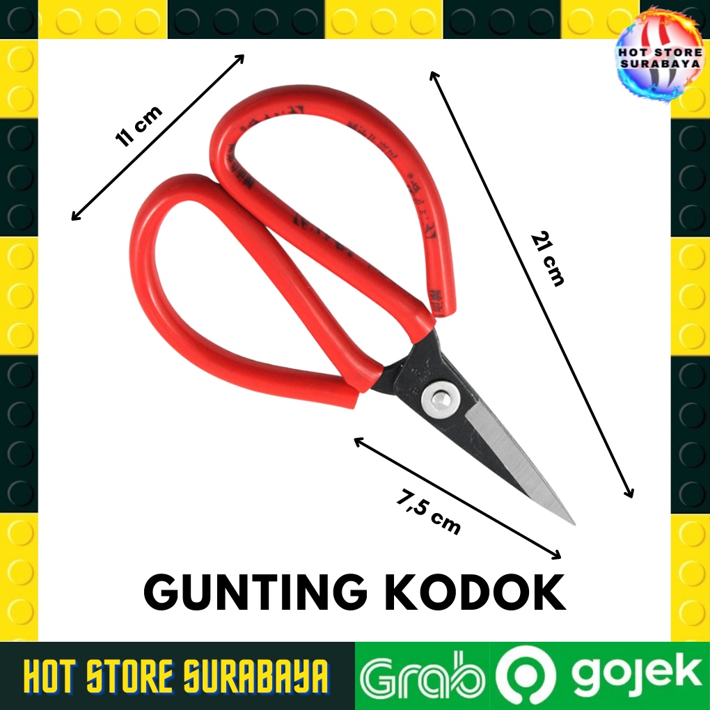 GUNTING KODOK - Gunting Potong Seng Kertas / Gunting Bahan Kain Jahit Tailor / Gunting kain / gunting kodok/ gunting merah/ gunting seng BERKUALITAS