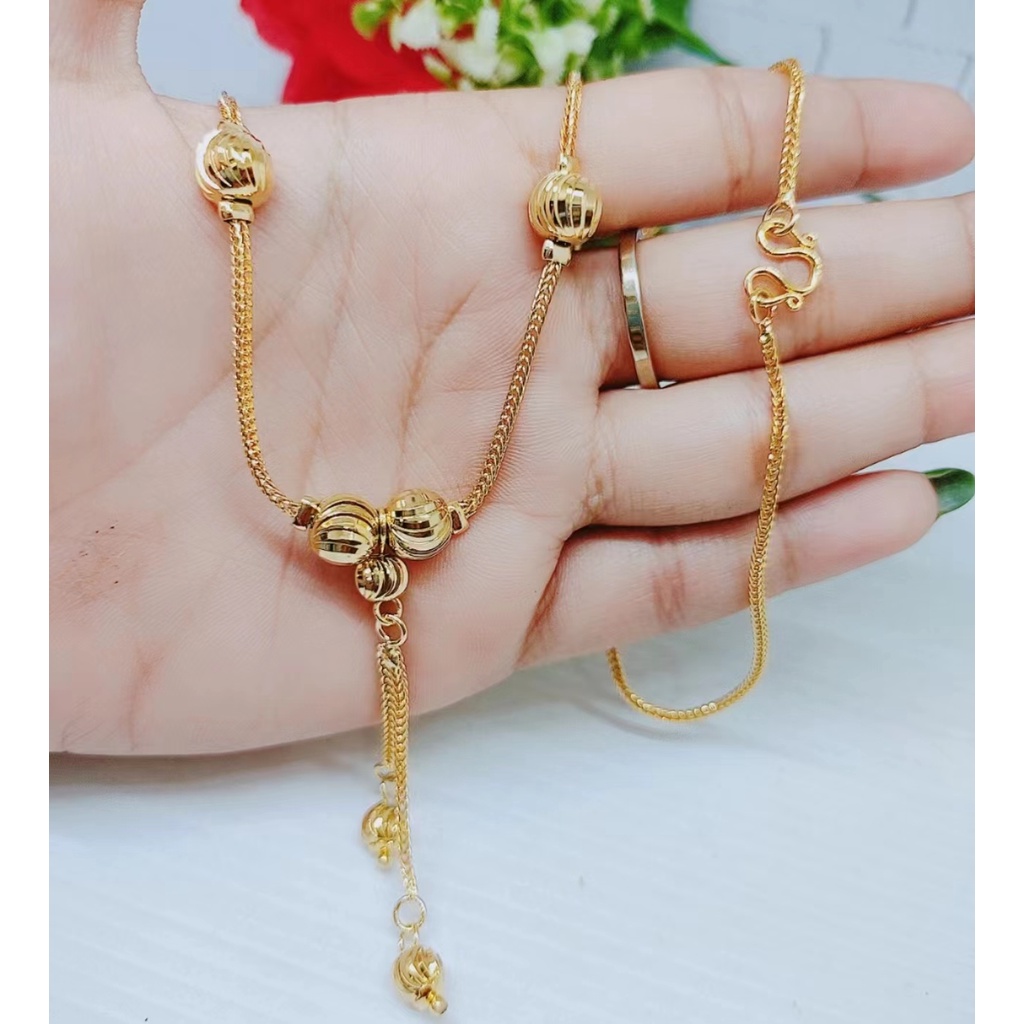 Kalung Xuping Biji Bola Lapis Emas 24k Perhiasan Fashion W34/35/36 (Panjang 60-70CM)