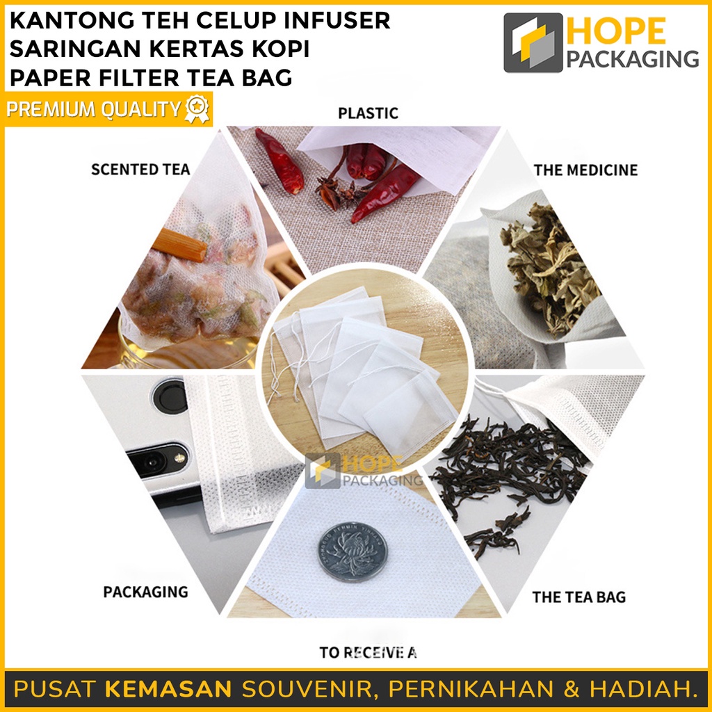 [ isi 5 pcs ] Kantong teh celup uk. XL : 12x 16 cm  / Kantong rempah / Teabag White