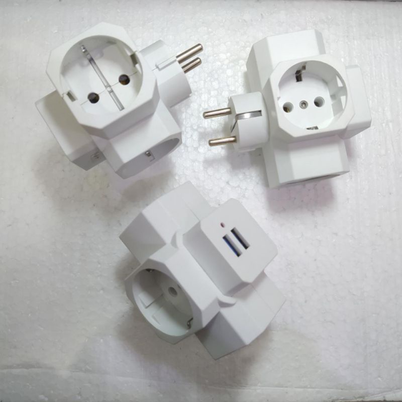 STEKER T ARDE PORT USB CHARGER MIKOTEK-STOP KONTAK LUBANG 3