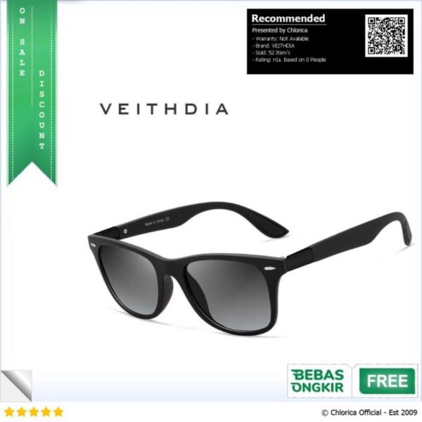 Promo Veithdia Kacamata Classic UV Polarized Sunglasses - 7029 - Hitam VEITHDIA Diskon