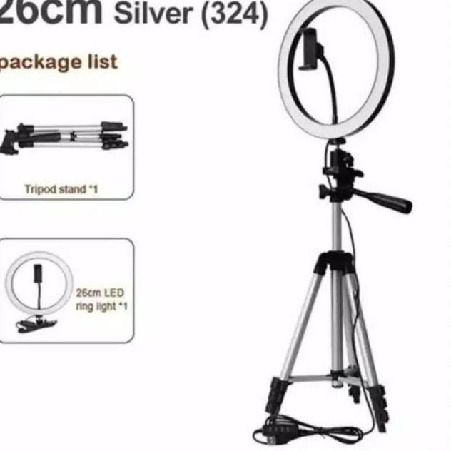 Tripod 1m 3110 +Ringlight 26cm - Paket Lengkap Ringlight 26cm + Tripod