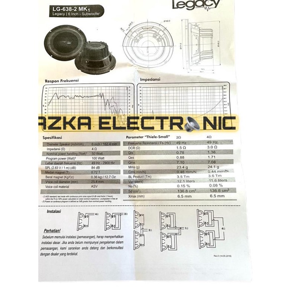 Speaker Subwoofer Legacy 6 Inch 638