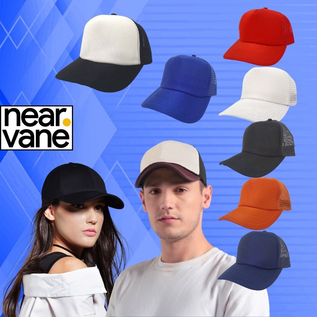 Topi Trucker Hat Jaring Korea Polos Outdoor Kombinasi Pria Wanita Dewasa Kualitas Premium Distro Warna Hitam Putih Merah Biru Navy Oren