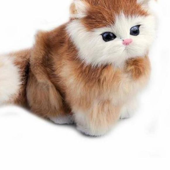 Boneka Kucing Simulasi 3D mirip seperti Kucing Asli Bersuara Meong