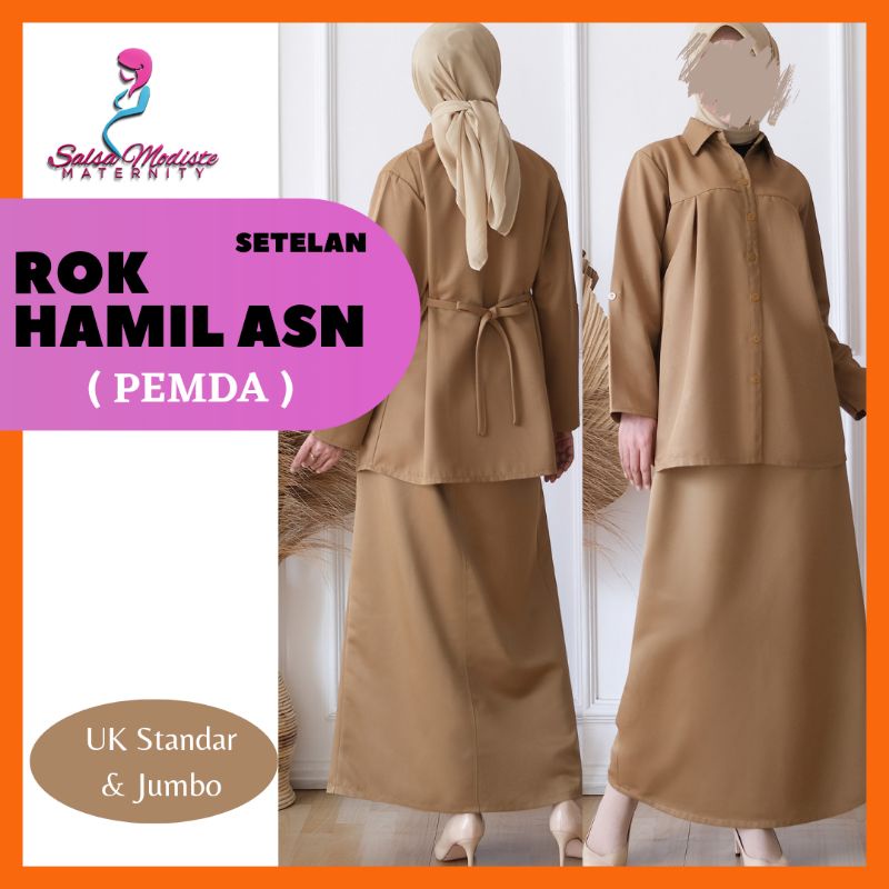 Baju Hamil Kerja PNS keki Pemda Seragam ASN Rok Hamil pemda  Setelan Rok hamil Kerja Pns keki Pemda 