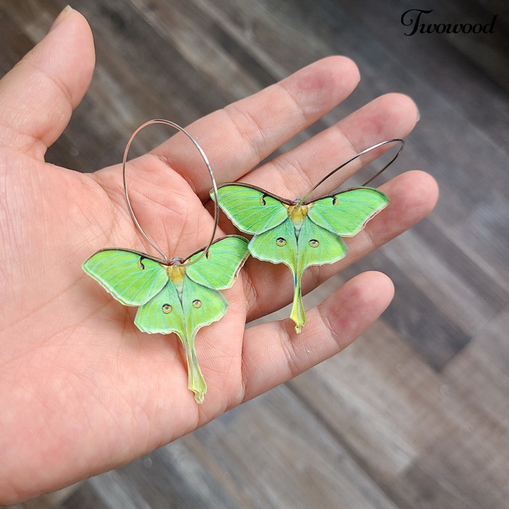 1 Pasang Anting Hoop Liontin Kupu-Kupu Bentuk Lingkaran Besar Geometris Untuk Wanita