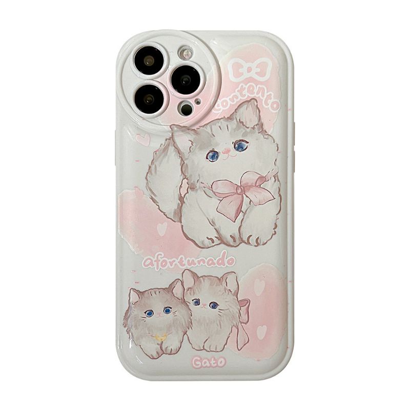 Case glossy iphone 11 Soft case Silikon tpu Motif Kartun Kucing Miao Untuk iphone case 7 8 SE 7+ 8+ X XS XR 12 13