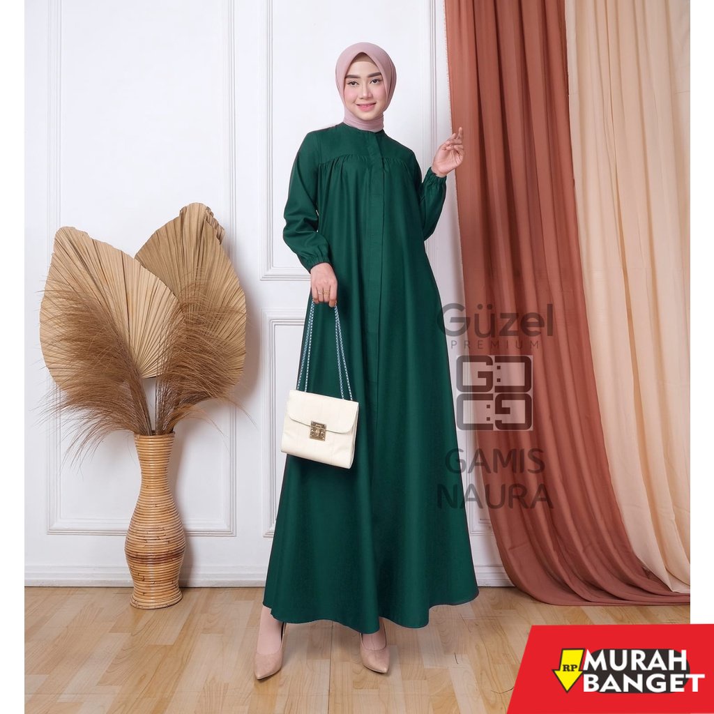 model gamis kombinasi polos terbaru 2022 NAURA DRESS - gamis, gamis harian, daily dress