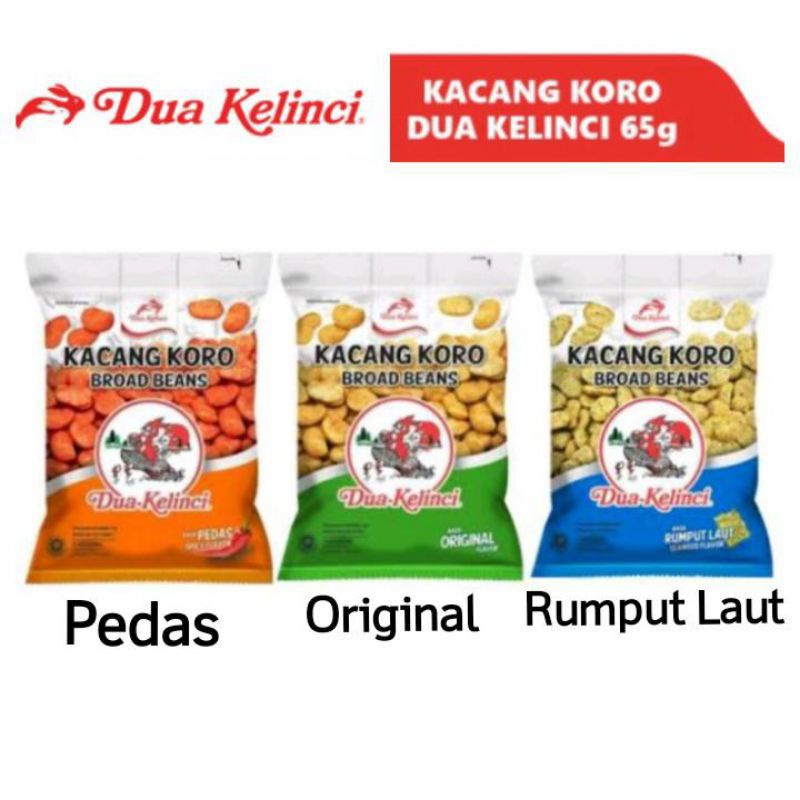 

Dua kelinci koroku Kacang koro Pedas, original & rumput laut