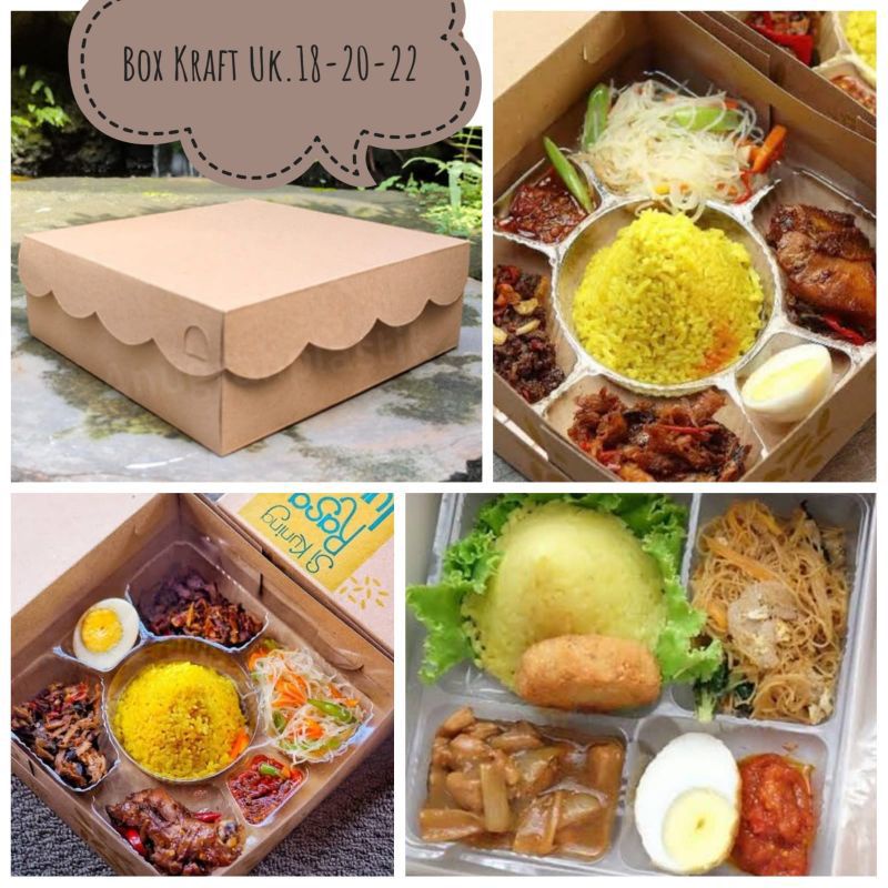Dus Nasi Box Coklat R10 Kraft 20x20 cm / Kotak Kue R10 / kotak Nasi R10