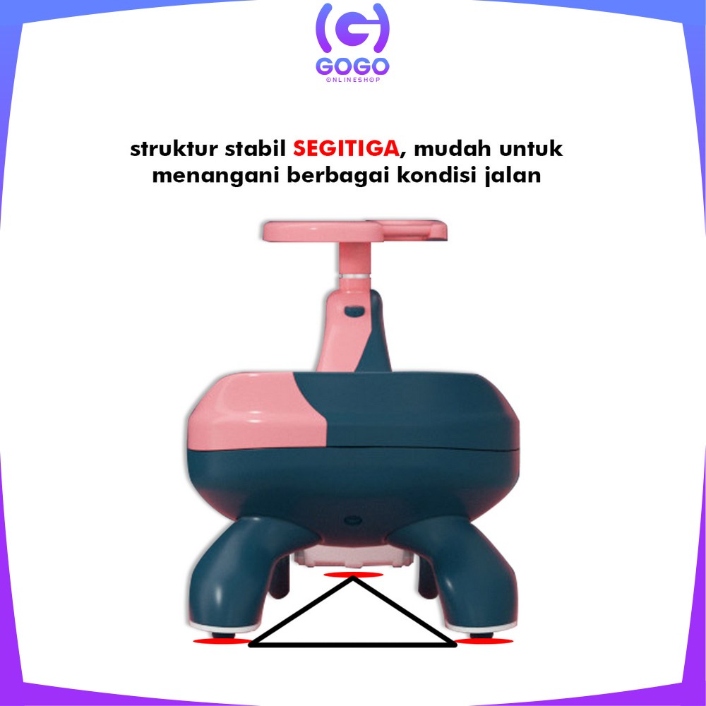 GOGO-M192 Mainan Mobil Dorong Anak Ride On Twist Car Musik LED Skuter Duduk Mobil Mobilan Anak Dorong