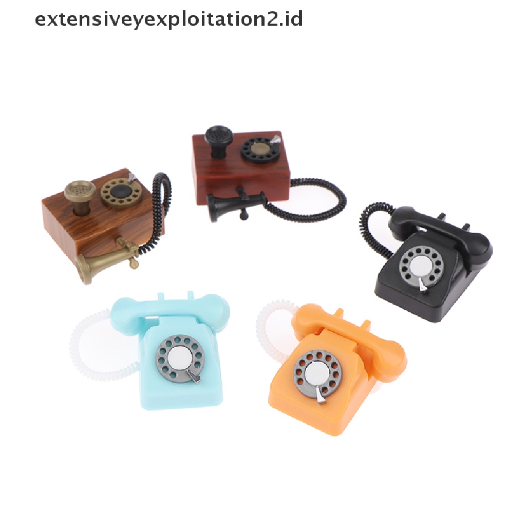 Mainan Telepon Mini Skala 1: 12 Model retro Untuk Rumah Boneka