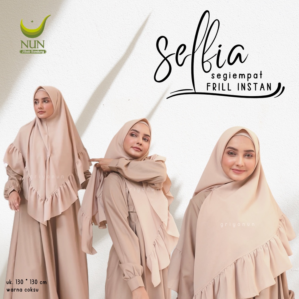 Jilbab Selfia by NUN jilbab / segiempat instan / jilbab instan / kerudung instan / jilbab non pet