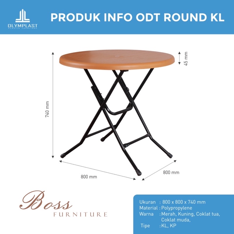 Meja Bundar Kafe Restoran Meja Lipat ODT Round Olymplast