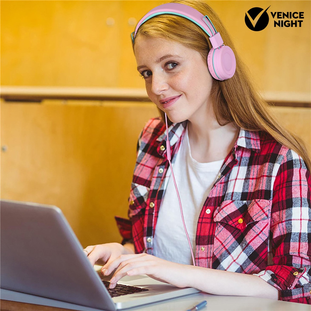 (VNEP) (Berkabel) Headset Over Ear Noise Reduction Headphone Gaming Lipat dengan Mikrofon untuk Anak-anak