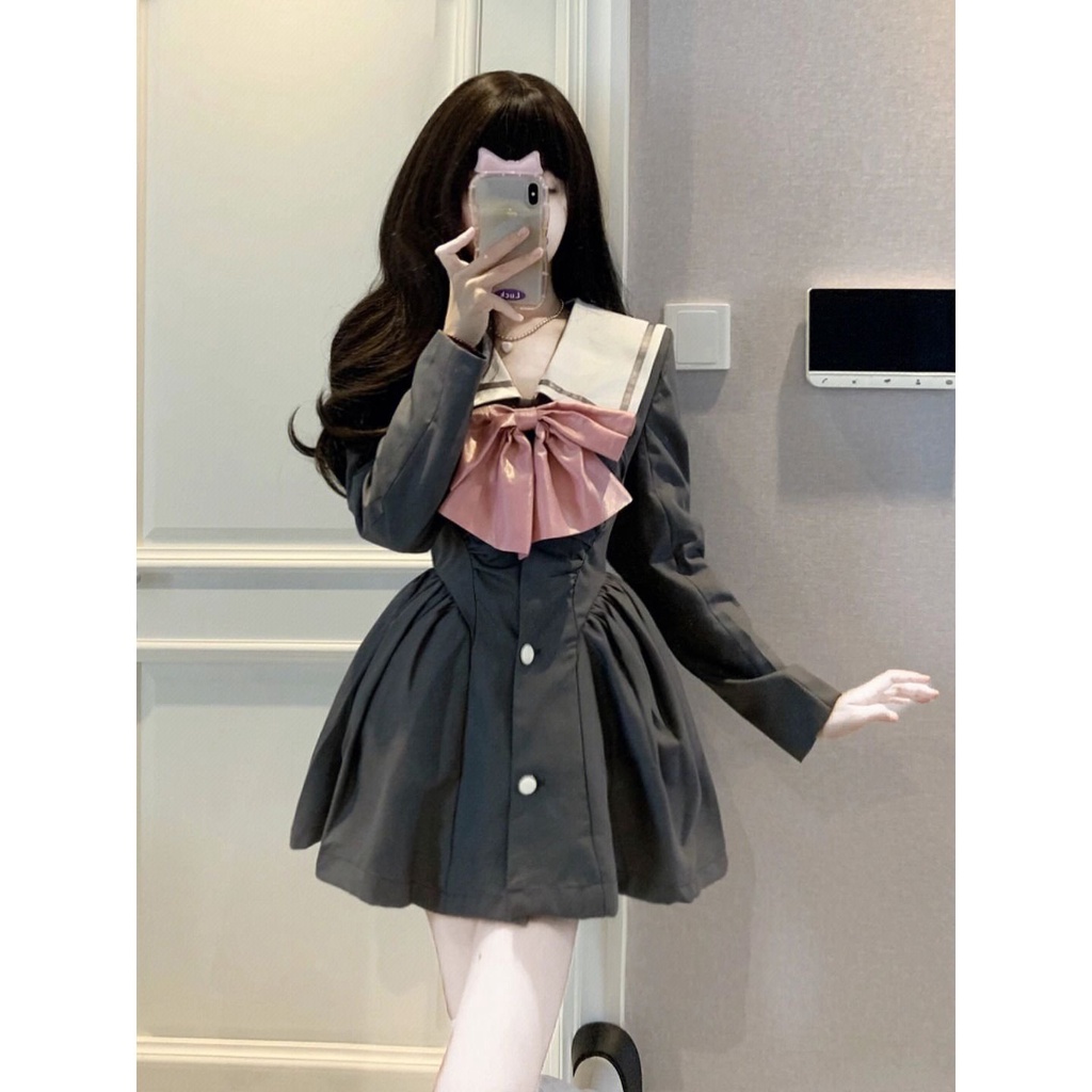 #Sisjuly# Pakaian jalanan kasual baru wanita gaun busur V-neck