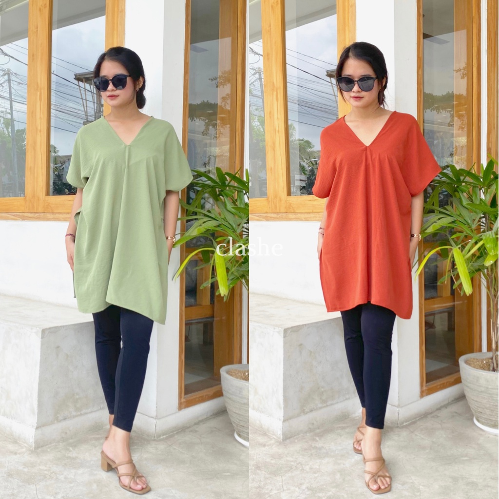 Long Square Nagita Atasan Wanita Crinkle Airflow Tezza Top by Clashe