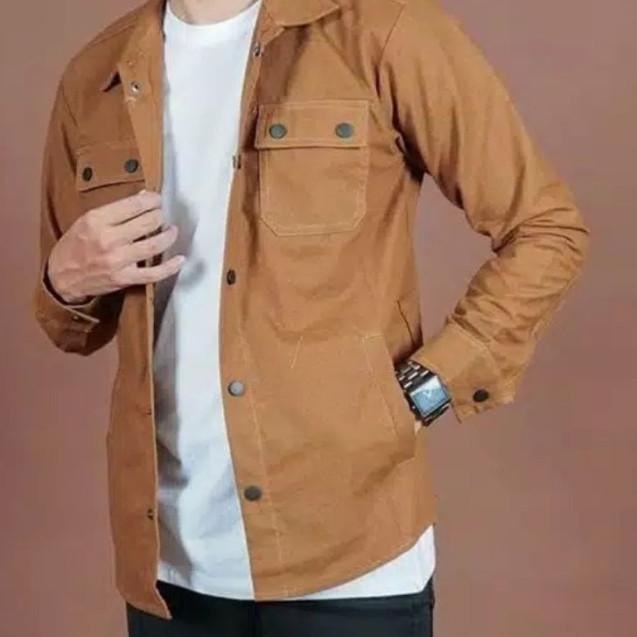 TRUCKER JAKET JAKET SEMI PARKA BAHAN KANVAS - maroon, XXL