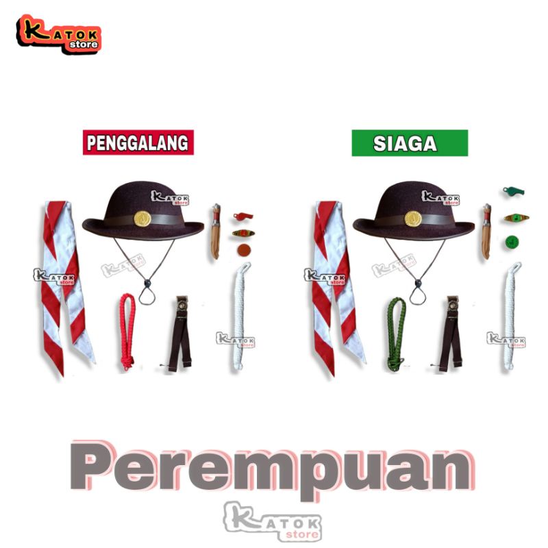 Perlengkapan Pramuka Perempuan Plus Topi Boni Sekolah SD Penggalang Dan Siaga