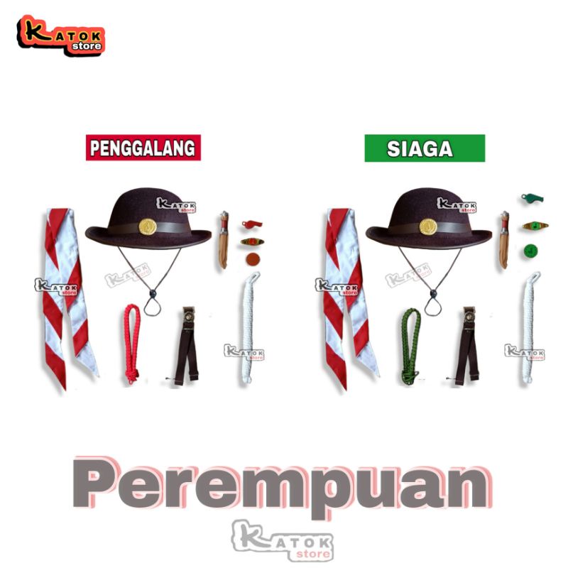 Perlengkapan Pramuka Perempuan Plus Topi Boni Sekolah SD Penggalang Dan Siaga