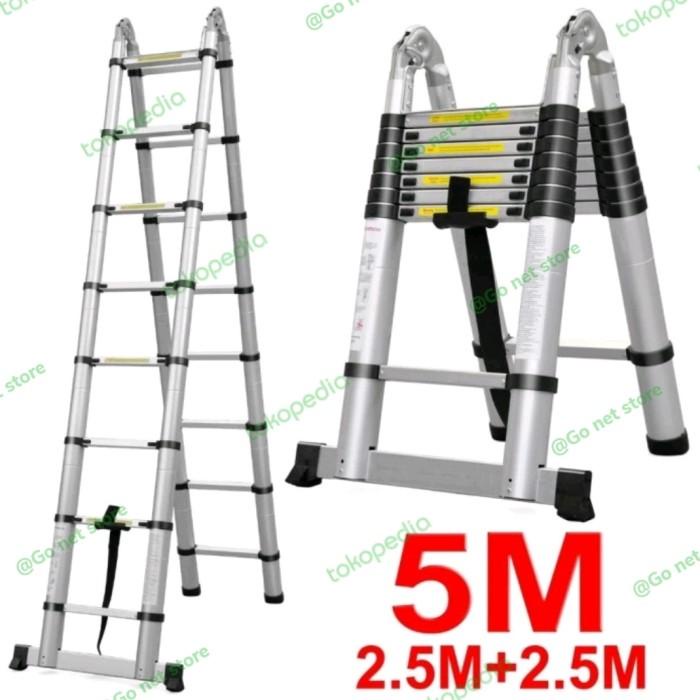 Tangga Teleskopik Aluminium 5 Meter Double
