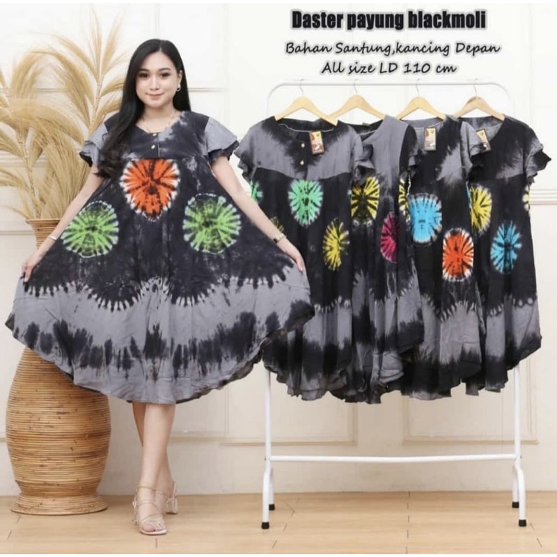 DASTER PAYUNG LEBAR UKURAN BESAR LD 120 JUMBO BIG SIZE DASTER PAYUNG BLACKMOLI KANCING DEPAN