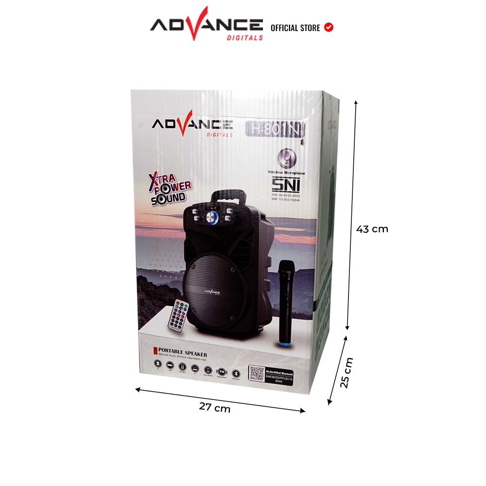 ADVANCE Speaker Bluetooth Speaker Portable with Mic Wireless H801N Garansi Resmi 1 Tahun