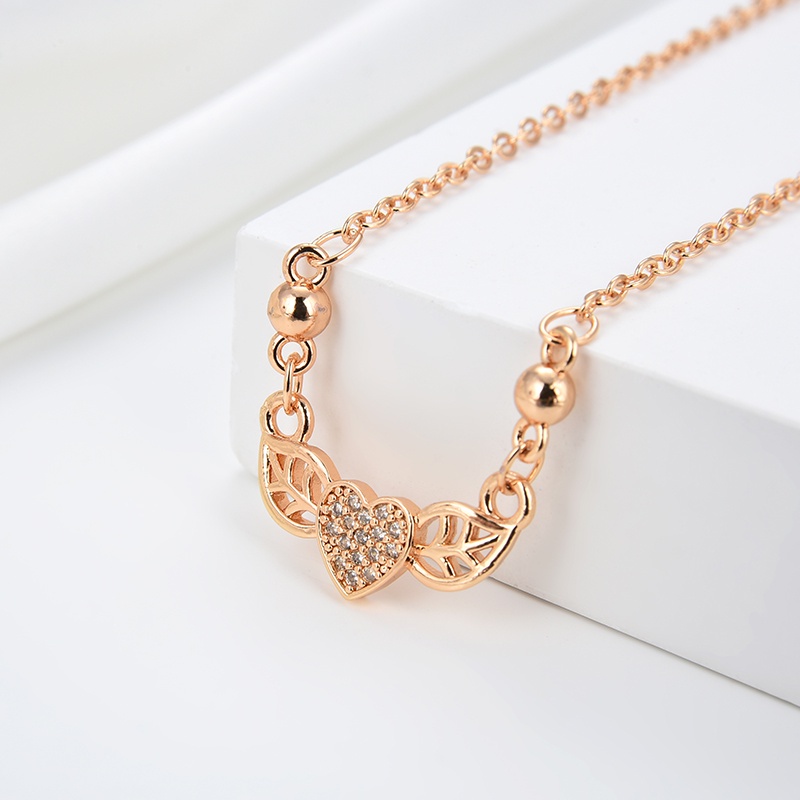 Kalung Titaniun Wanita Permata Perhiasan Imitasi Lapis Emas