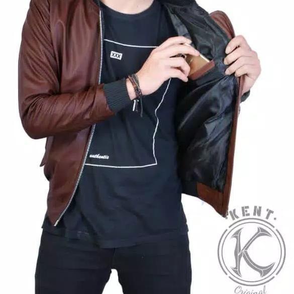 Jaket Kulit Pria Import Original Jaket Casual Keren Terbaru Murah - Hitam