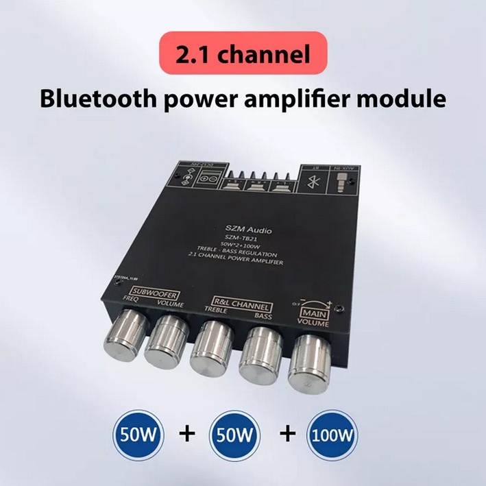 3 CHANNEL FOSI AUDIO BLUETOOTH 5.0 Amplifier 2.1 Channel POWER Receiver 2x50W + 100W SUBWOOFER TB21