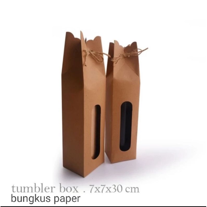 TUMBLER BOX / BOX BOTOL SOUVENIR BOX  7X7X30 cm kraft coklat 280gr (s) (kraft )