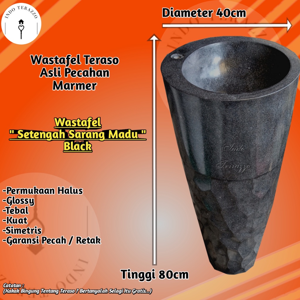 INDO TERAZZO WASTAFEL KERAMIK CUCI PIRING TERASO MARMER T80 D40 - WASTAFEL CUCI TANGAN