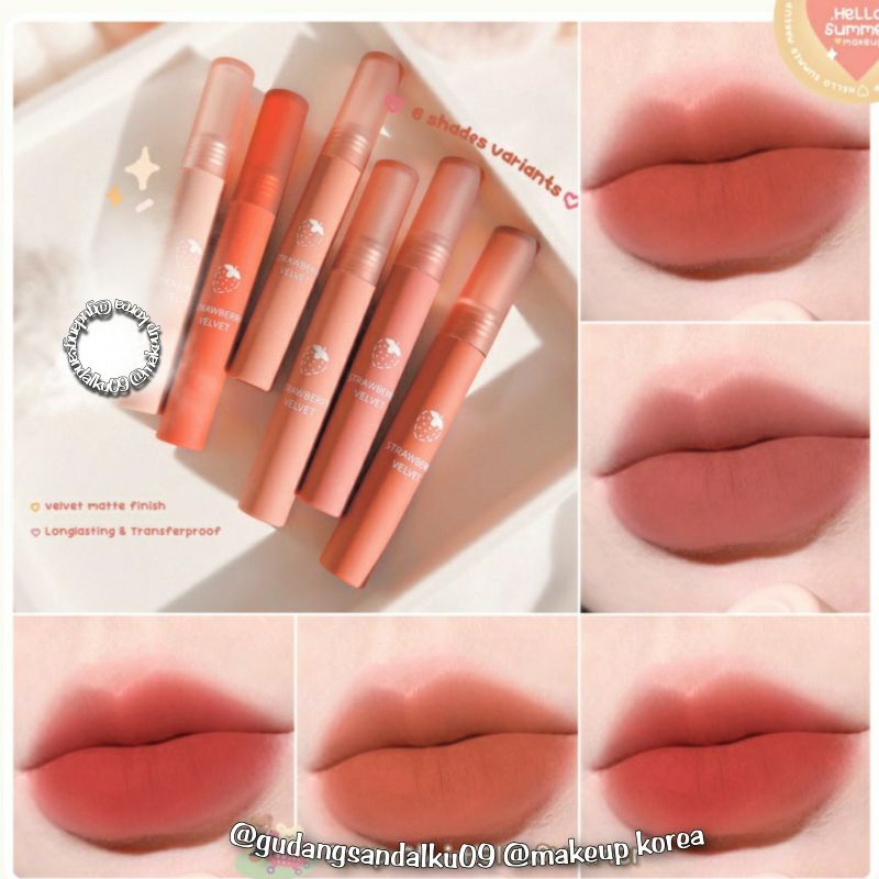 𝐌𝐀𝐓𝐓𝐄 𝐋𝐈𝐏𝐒𝐓𝐈𝐂𝐊 - Velvet Lip Color Temptation Lipstick Waterproof Tahan Lama dan Hasil Matte