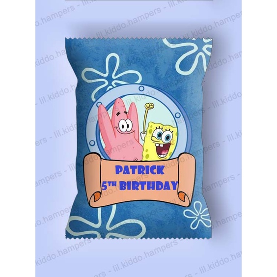 

Snack Jumbo Ukuran Mini Pouch / Pouch Jumbo / Hampers Birthday / Goodie Bag / Souvenirs / Suvenir / Gift / Kado Anak / Ulang Tahun / Murah / Premium / Custom / Spongebob