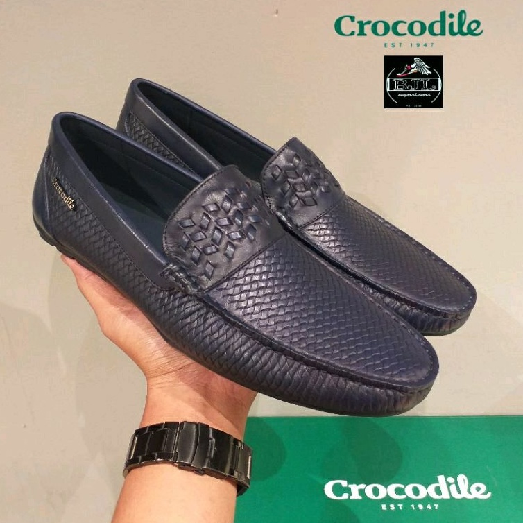 sepatu pria crocodile cr7523-11 navy original kulit asli