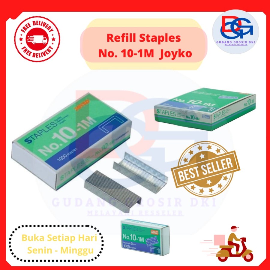 Jual Refill Isi Staples Joyko No.10-1M Joyco Original Tidak Berkarat ...