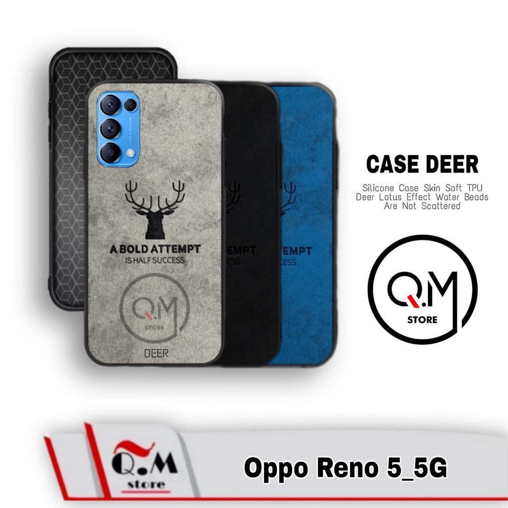 Case Oppo Reno 5 5G Softcase Deer Pelindung Back Cover High Quality Bermotif  Cloth Rusa Jens