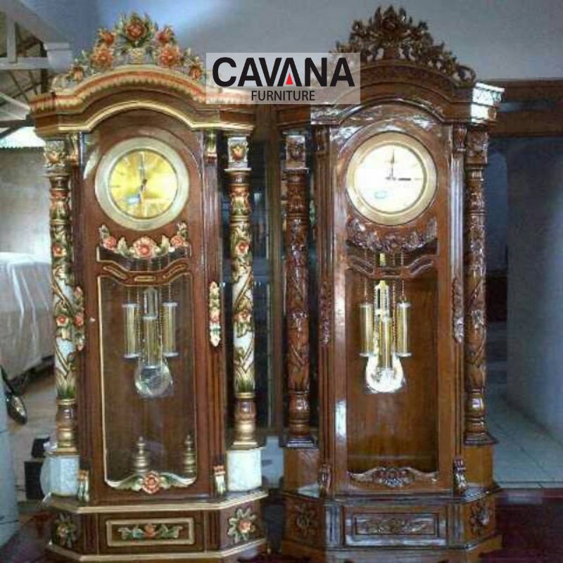 Lemari jam hias kayu jati / almari jam kayu jati / lemari hias jati / cavana furniture