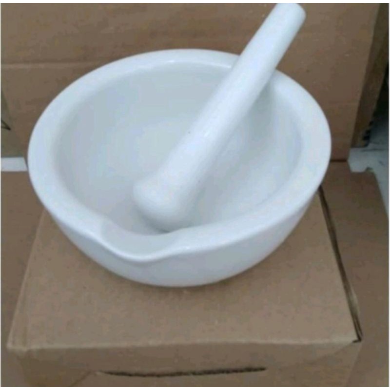 Mortar 13 Cm / Mortal 13 Cm / Penggerus Obat / Tumbukan Obat / Lumpang Keramik dan Alu
