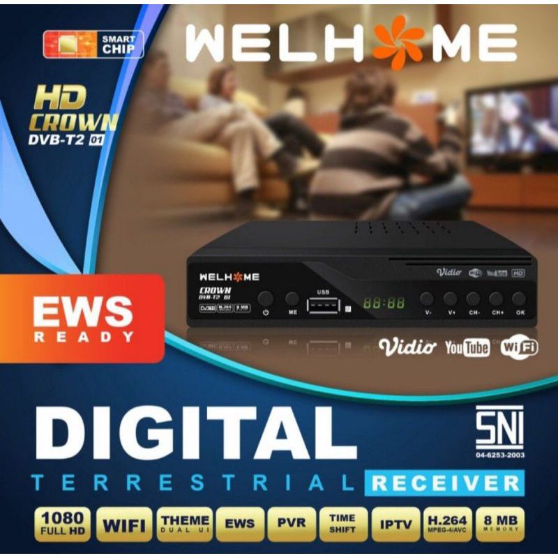 STB TV Digital Set Top Box Welhome Crown DVB T2