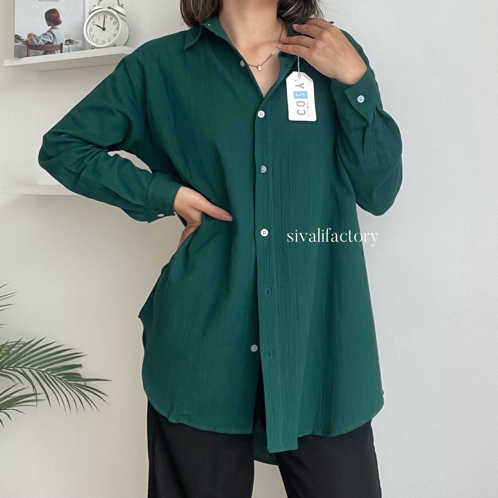 SIVALI Anna Shirt - Kemeja Oversize Linen Wanita 999 - Linen Shirt - Atasan Wanita Lengan Panjang