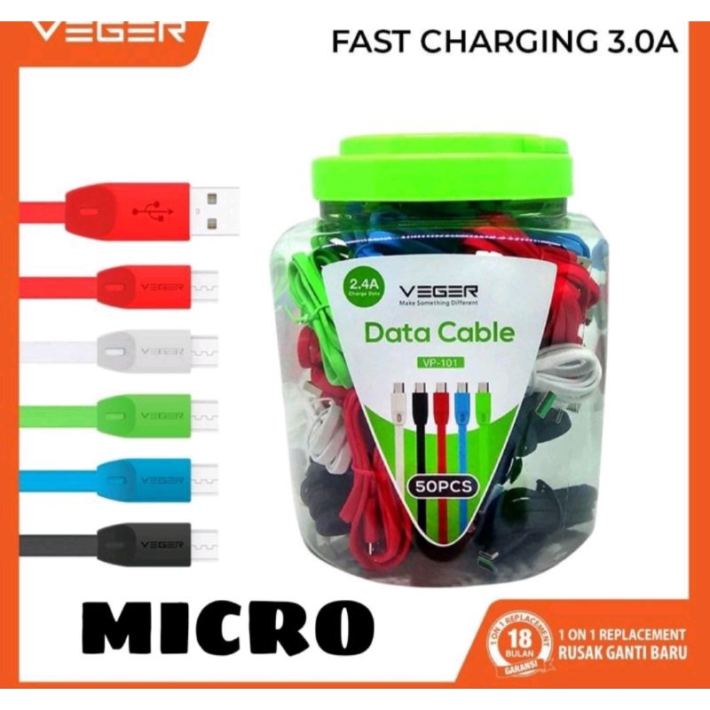 KABEL DATA VEGER V-101 MICRO USB 24-A 100 CM ORIGINAL/KABEL DATA VAGE MICRO