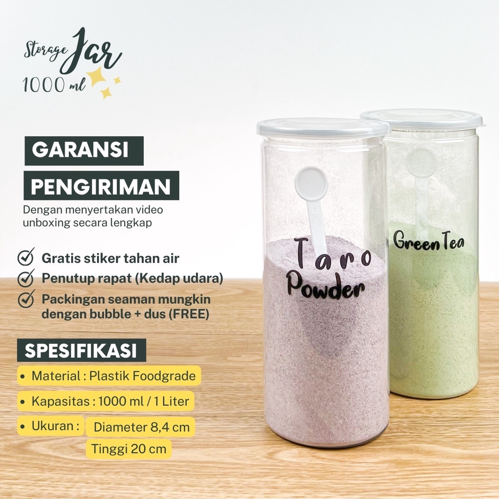 Toples Bubuk Minuman 1000 ml (Jar By Nurdia Home) Tempat Bubuk Minuman / Tempat Bubuk Kopi - J06