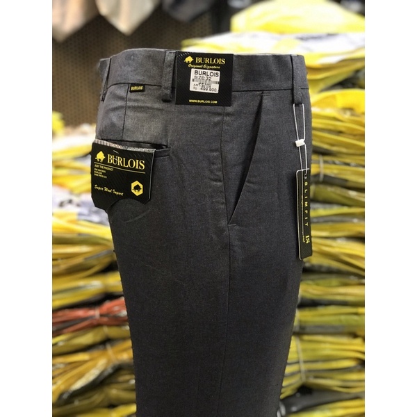 celana kantor / celana jas pria mengkilap import burlois warna abu