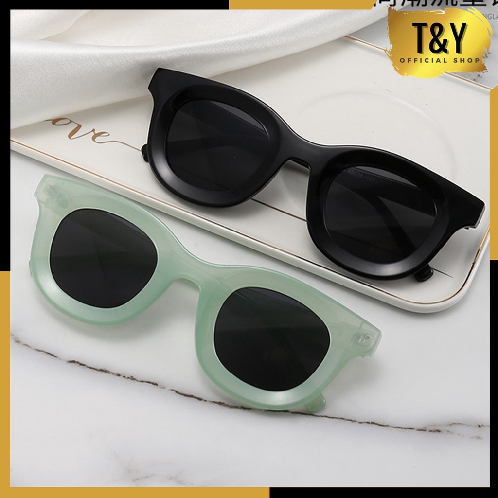 T&amp;Y Kacamata Hitam Wanita Pria Korea 6607 Kaca Mata Bingkai Tebal Bentuk Persegi Kece Fashion Korean Style Sunglassess Eyewear Design Retro Import Murah