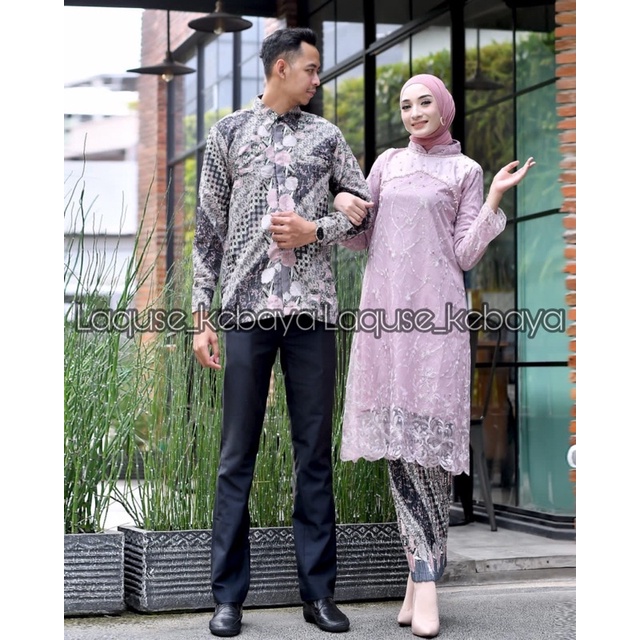 Setelan Kebaya Tunik Model Payet Batik Couple Modern Terbaru Outfit Pasangan Kondangan Wisuda By Laquse_kebayaa