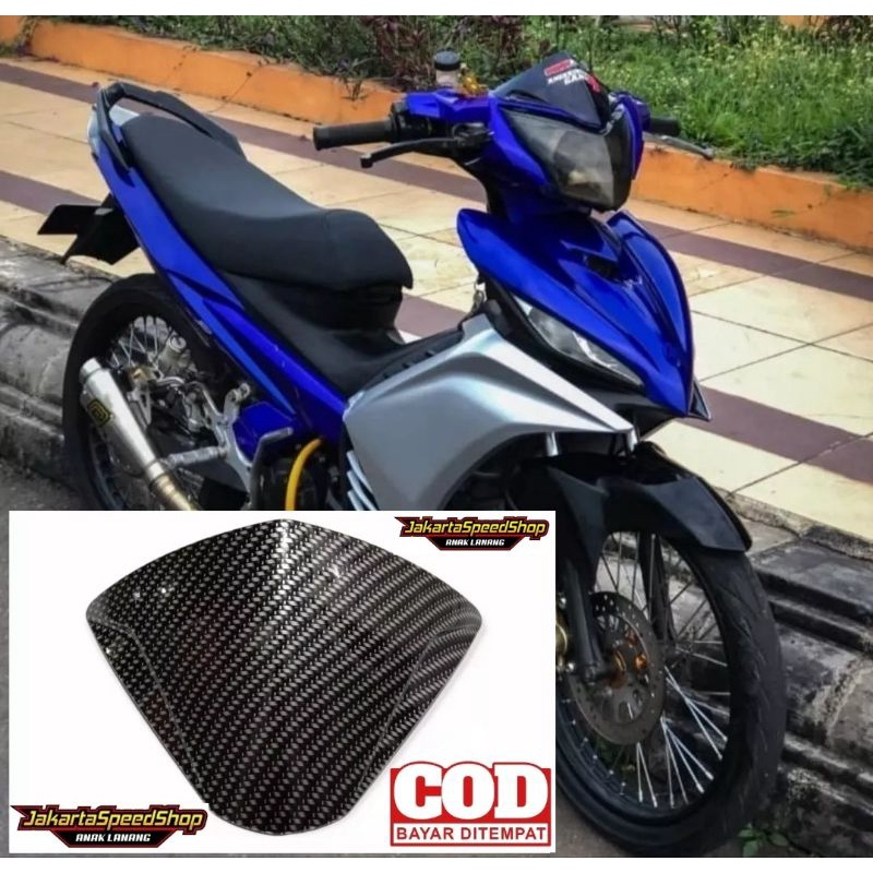 Visor variasi yamaha jupiter mx new carbon dan hitam kilap bahan tebal plus lem 3m universal